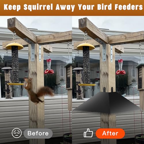 Metal Squirrel Baffles with Spikes - Galvanized Steel Squirrel Guards for 4x4 Posts and Bird Feeder Poles - Keeps Squirrels and Raccoons out of Birdhouses (1 Pack)