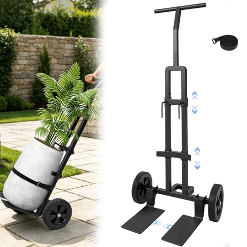 Plant Caddy with Wheels,Rolling Plant Dolly Pot Mover with Upgraded Adjustable Curved Support and Thickened Wide Support Plate,Disperses Pressure to Protect Plants, Black