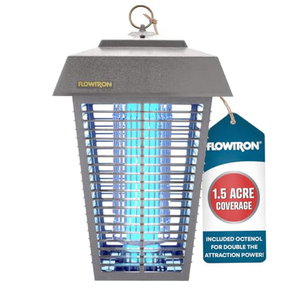 Flowtron Bug Zapper, 1.5 Acre Outdoor, Two 40W UV Bulb, 5600V Zap, Grey - color: Gray