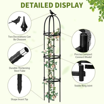 1 Pcs 6.7FT Garden Obelisk Trellis Climbing Plant Support - size: 6.7FT(1Pcs)