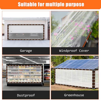 8x16FT Heavy Duty Clear Waterproof Tarp,Outdoor Garden Rainproof Covering - size: 8 x 16 FT