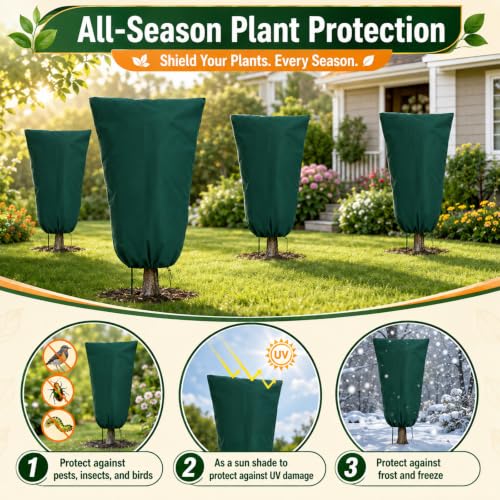 Plant Freeze Protection Covers for Winter Plants Gardens Frost, Sun, Pests - size: 4 32×48in