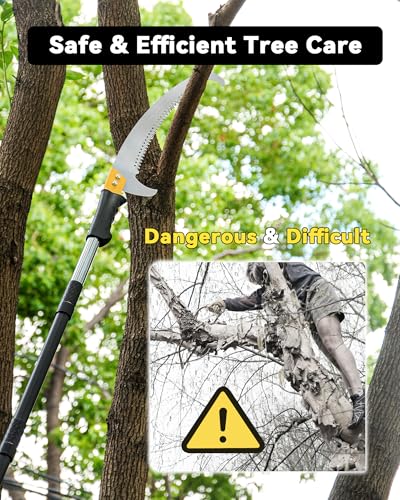 11FT Pole Saw with Adjustable Length for Tree Trimming Lightweight Manual Pruning Saw with Long Extension Branch Cutter - size: 11FT