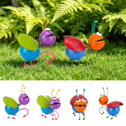 2 Pcs Outdoor Statues Metal Yard Art Flower Pot Hugger - color: 2 Pack Ladybugs