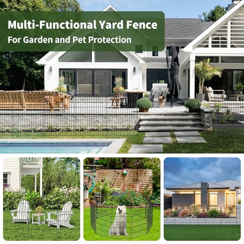 10‑Panel No‑Dig Garden Fence with Gate, 32" H x 23.6'L Outdoor Dog Barrier - size: 10pc 23.6 ft(L) X 32 in(H) with Gate-Convex