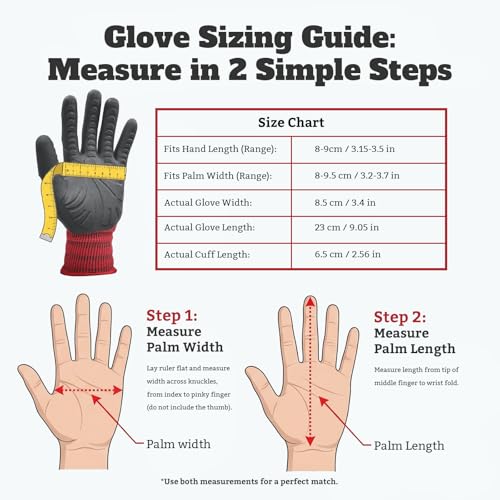 Aegend Gardening Gloves-Enhanced Non-Slip Grip Pattern,Thickened Recyclable TPE Coating-Breathable,Thorn-Resistant Work Glove - color: Red-2 Pairs, size: Medium