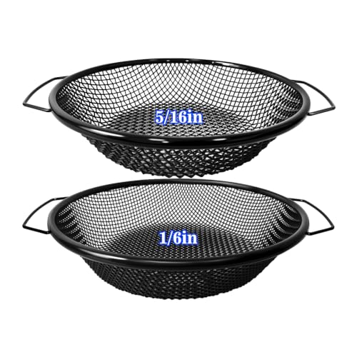 2Pcs Soil Sifter for Gardening, 1/6" & 5/16" Dual Mesh Heavy Duty Sieve with Upgrade Dual Handles, Fits 5 Gallon Bucket for Compost Dirt Sand Gravel Rocks Sawdust - color: 2PCS Black Handle 1/6in,5/16in