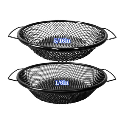 2Pcs Soil Sifter for Gardening, 1/6" & 5/16" Dual Mesh Heavy Duty Sieve with Upgrade Dual Handles, Fits 5 Gallon Bucket for Compost Dirt Sand Gravel Rocks Sawdust - color: 2PCS Black Handle 1/6in,5/16in