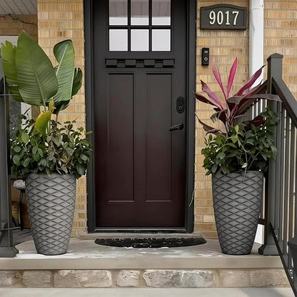 2-Pack 19" Rustic Black Resin Tall Planters with Wave Texture - color: 19"h-rustic Black Wavy