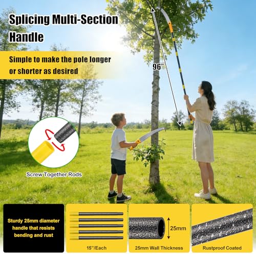 Pole Saw for Tree Trimming, 6FT Lightweight 2 in 1 Manual Hand Saws Tree Trimmer Pole Saw, Sharp Steel Blade, Adjustable Branch Cutter Pruner for Yard Walkway Oak Palm Fruit Pine and Fir Limbs Cutting - size: 6FT