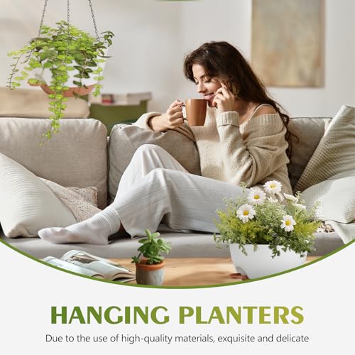 GARDIFE Hanging Planters, Self Watering, White 10 Inch 2 Pack with Drainage - color: White, size: 10 inch