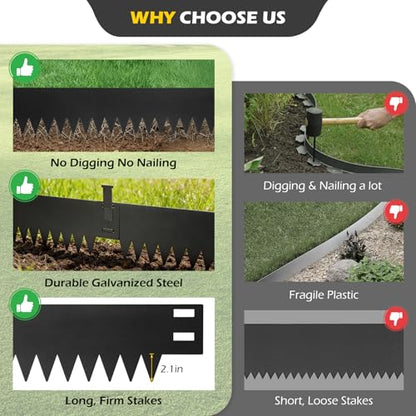 Dyna-Living 20FT Galvanized Steel Landscape Edging 40 x 6 Inch Metal Edging - size: 6 inch