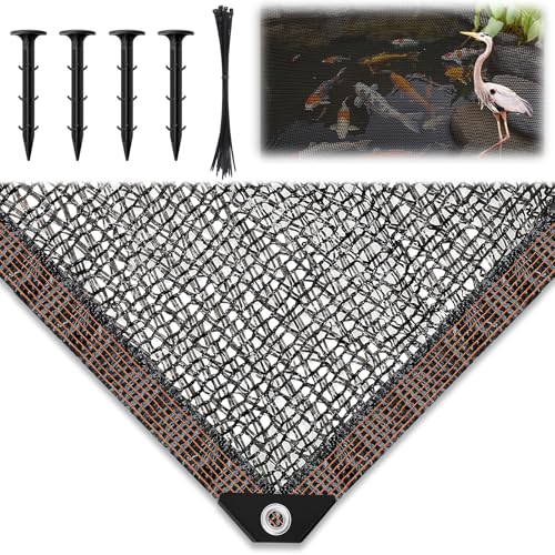 19.7 x 30ft Pond Netting for Koi with Stakes, PE Cover for Fish - size: 19.7 x 30ft
