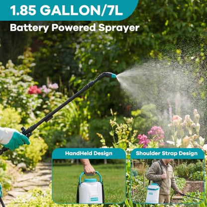 Garvee 1.85Gal 12V Battery Sprayer,0-60PSI, Nozzle & Wand,2Ah Battery - size: 1.85 Gallon
