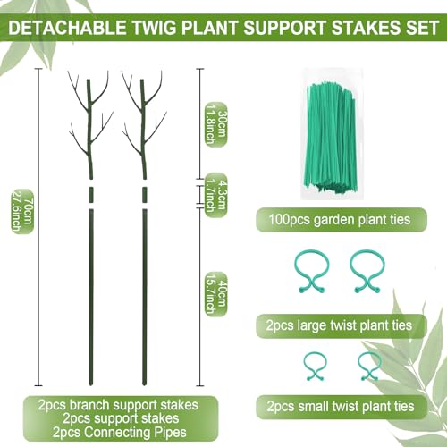 Plant Support Stakes for Indoor Plants, 2-Pack Plant Trellis, Green - color: Green