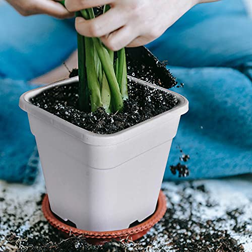 Square Planter Nursery Pots 3.15 Gallon Pots for Plants, Injection Molded Plastic Nursery Pots, Plant Container White 3.15 Gal 10-Pack - color: White, size: Square-10inch-10pcs