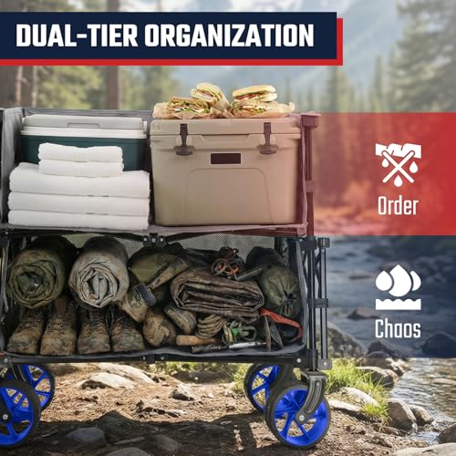 Sekey 400L Double-Decker Wagon, 500 lb Capacity, 50 in Extender - color: Gray