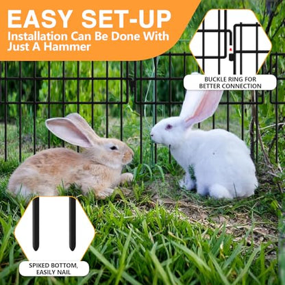 32 Panels Animal Barrier Fence No Dig, 32ft(L) X 13in(H) 1.2in Gap Rabbit Fences Ground Defense Border Small Metal Fencing, Dog Blocker Under Barriers for Garden, Flower Bed, Patio - size: 32 Panels, 32 ft(L) X 13 in(H)