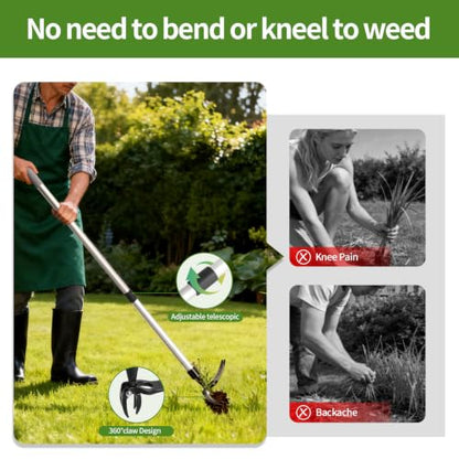 Aluminum Weeder，Stand Up Weed Puller Tool with Long Handle