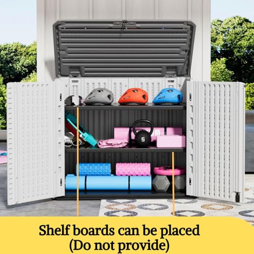 ZZM 4x2.5 FT Outdoor Storage Shed, Resin Waterproof Storage Cabinet for Garden Tools with Lockable Lid,Latch (White) - color: White-26 cu ft