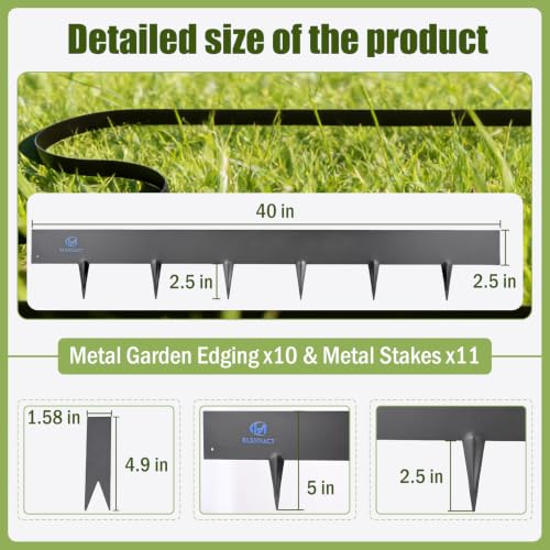 33ft. Metal Landscape Edging 5 inch(2.5" Above Ground,2.5" Below Ground) - color: Powder-Coated Black, size: 10 Pack (40 x 5IN)