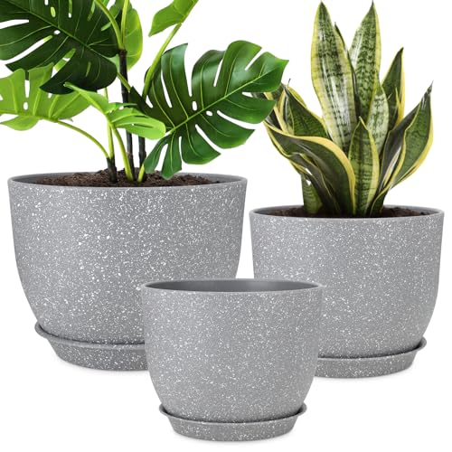 YNNICO Plant Pots 12/10/9 inch Set of 3, with Multi Mesh Drainage Holes - color: Gray, size: 12/10/9 inch