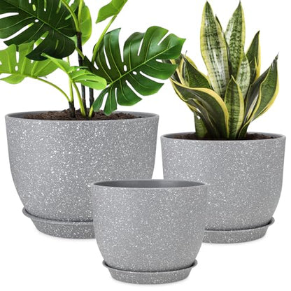 YNNICO Plant Pots 12/10/9 inch Set of 3, with Multi Mesh Drainage Holes - color: Gray, size: 12/10/9 inch