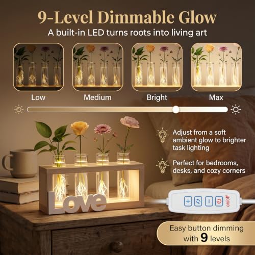 LED Plant Propagation Station 4 Glass Tubes for Hydroponic Cuttings - color: LOVE