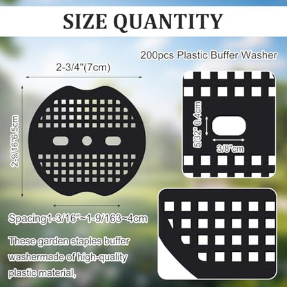 250 Pcs Landscape Staple Gasket Garden Landscape Staples Washer Pad Yard Pins Pad for Outdoor Weed Barrier Fabric Yard Tent (Black)