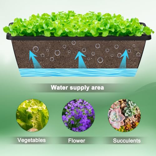 CADUKE 6 PCS Railing Planter Boxes, Black Planter Boxes with Bracket - color: Black