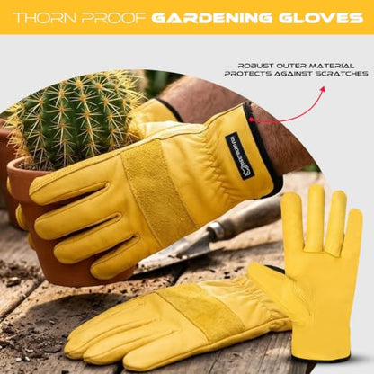 WESTWOOD FOX Safety Work Glove for Men and Women, Tough Leather Gardening Gloves, Anti-Slip Heavy Duty Rigger Work Gloves. - size: Medium
