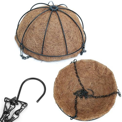 EIMQUVW Metal Hanging Planters Basket Set of 3 Hanging Flower Pots 12 Inch Chain Round Wire Plant Holder with Coco Coir Liner Garden Watering Hanging Baskets for Patio Garden Outdoor1