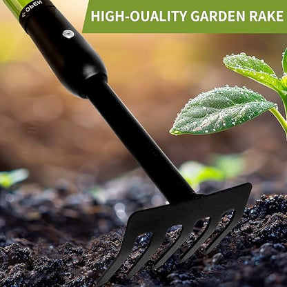 Small Garden Rake, 27-39" Telescopic Hand Cultivator - size: 39-IN