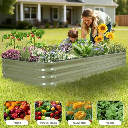 6-in-1 Modular Raised Garden Bed-8x3x1ft Adjustable 6 Sizes - color: Green, size: 8×3×1FT