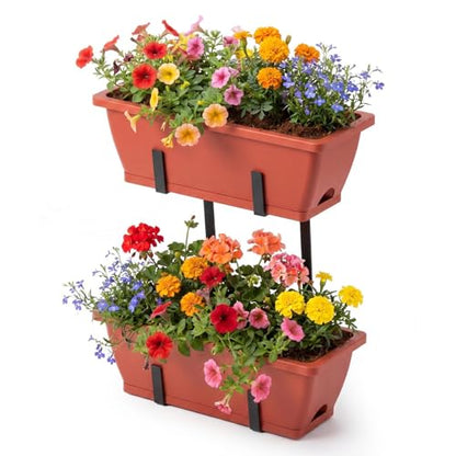 CADUKE Railing Planter Box, Porch Railing planters - color: Red