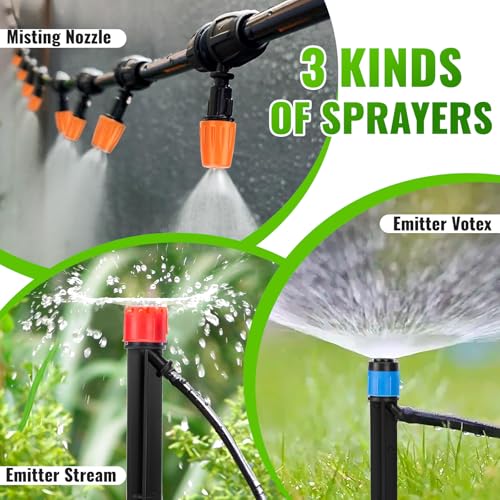 240FT Drip Irrigation System with 1/2'' 1/4'' Tubing Hose
