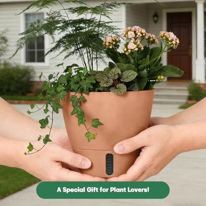 Self-Watering Hanging Planters for Indoor Plants Set 2-Piece Includes Plant Hanging Pot, Drainage-Hole Hanging Pot, and Hanging Basket Rack (Terracotta,10 Inches) - color: Terracotta