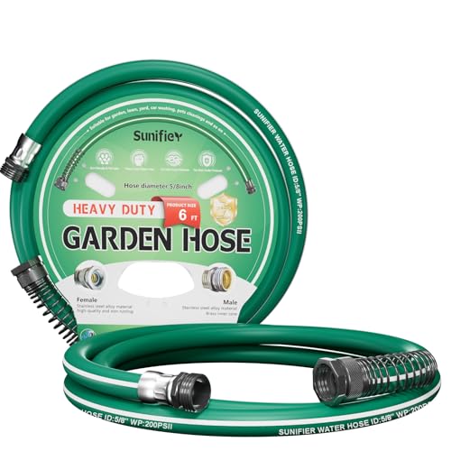 Short Garden Hose 6ft – Hybird Water Hose Leader - Small Hose Extender, Heavy Duty Hose Extension for Lawn Watering, Car Washing - Burst 500 Psi (Green, 6 FT) - size: 6 FT
