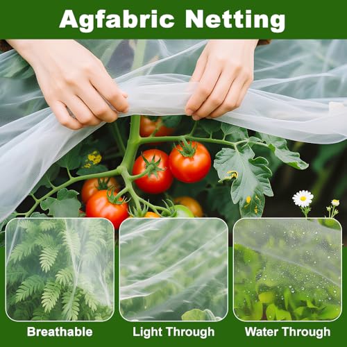 Agfabric Garden Netting 3.9x9.5' Insect Pest Barrier Netting for Garden Protection,Plant Cover Row Cover Mesh Netting for Vegetables Fruit Trees and Plants,White - size: 3.9'x9.5'
