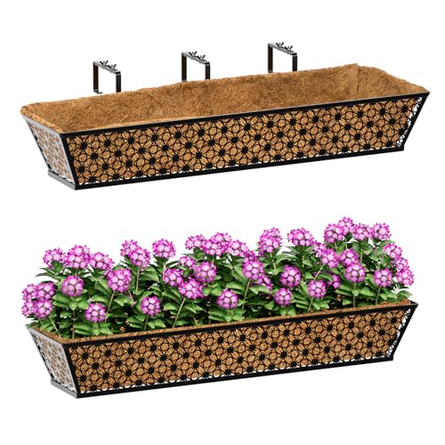 SPECILITE 30" Adjustable Metal Window Railing Planters Boxes, 2 Pack - size: 30in, style: 2Packs