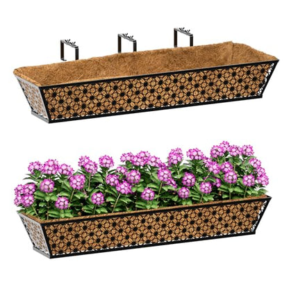 SPECILITE 30" Adjustable Metal Window Railing Planters Boxes, 2 Pack - size: 30in, style: 2Packs