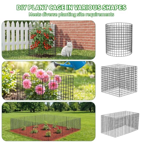 PASARA 6 Pack Plant Protectors from Animals, 12 Inch Round Cloche Plant Cages with Sturdy Chicken Wire Mesh, Garden Cages to Keep Animals Out for Vegetables & Flowers, Includes Support Stakes - size: 6PACK-12*12inch