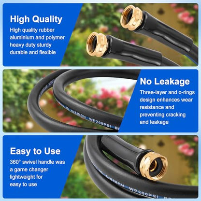 Short Garden Lead-In Hose, 6 Feet Flexible Leader Water Hose 5/8" Female