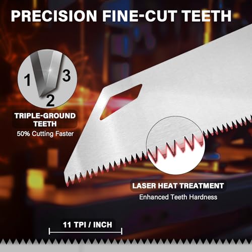 HAUTMEC 16 Inch Pro Hand Saw, 11 TPI Fine Tooth for Wood Cutting - style: Pro 16"