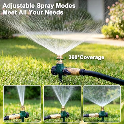 FANHAO 3-Pack Heavy-Duty Metal Lawn Sprinkler for Yard, 360° Adjustable Garden Water Sprinkler with Spike Base, Large Area Irrigation System for Lawn, Grass, Patio & Backyard