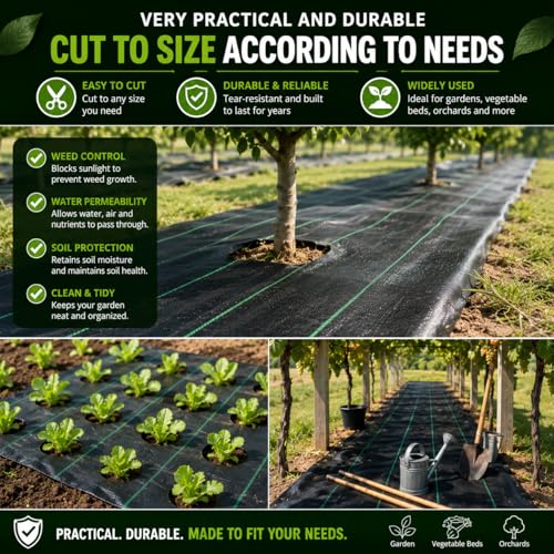 5x300 FT Heavy Duty Weed Barrier Landscape Fabric, Ground Cover - size: 5FTx300FT-3OZ