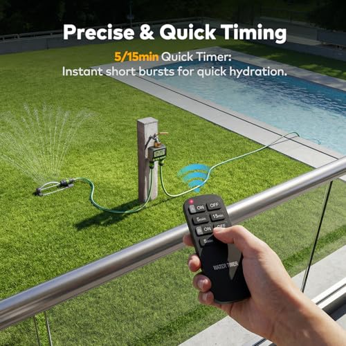 Remote Control Water Timer,2 Zone Sprinkler Timer Brass Inlet for Garden Hose