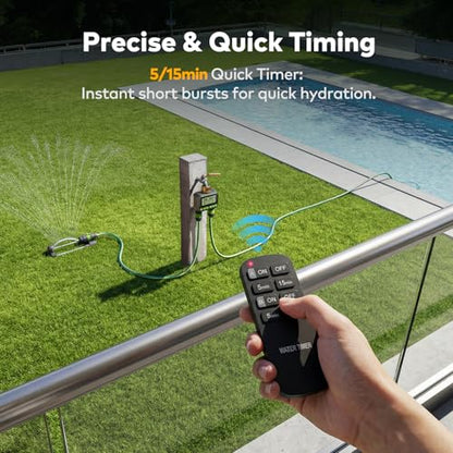 Remote Control Water Timer,2 Zone Sprinkler Timer Brass Inlet for Garden Hose