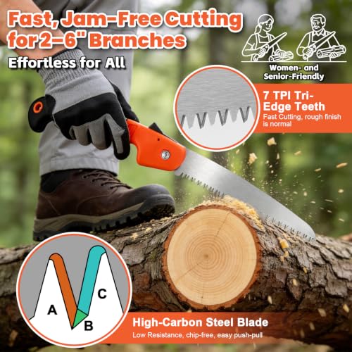 Hand Saw for Wood Cutting Foding Pruning Saw Branch Cutter for Tree 7 Inch