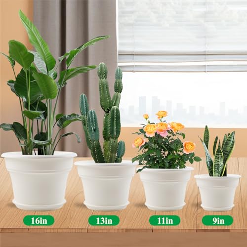 Pottiffe Plant-Pots-Planters-Indoor-Outdoor, 11 inch 4 Pack White - color: White, size: 11 inch-4Pack